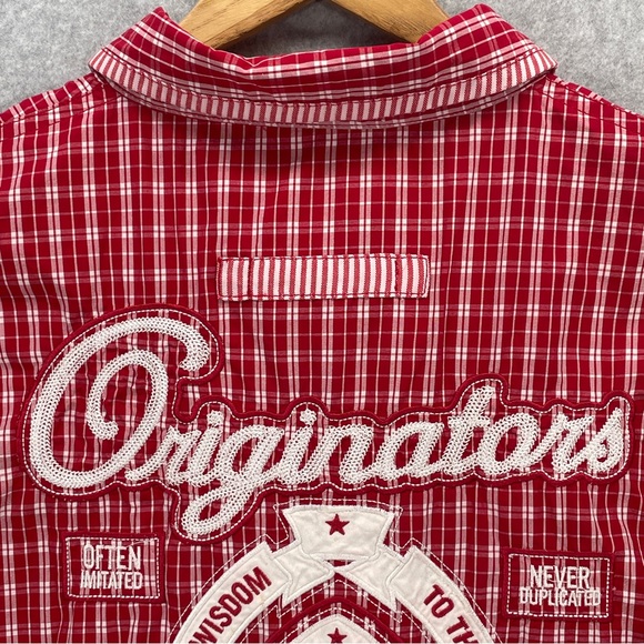 Vintage Y2K Parish Nation Red White Gingham Design XXXXL Long Sleeve - Picture 11 of 12